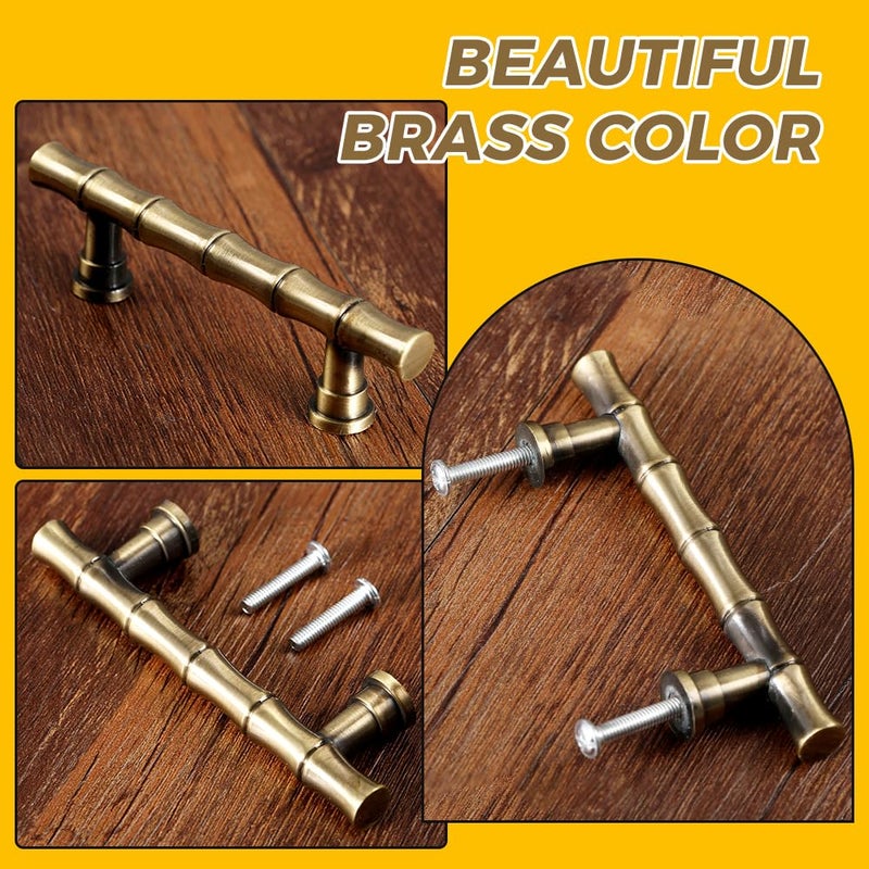 Mgoodoo 5PCS Bamboo Shape Handle, Zinc Alloy Brass Drawer Pull 4.21'' Retro Knob Antique for Cabinet Closet Dresser Bathroom Wardrobe Cupboard(Hole Spacing 64mm/2.52'') - Image 4